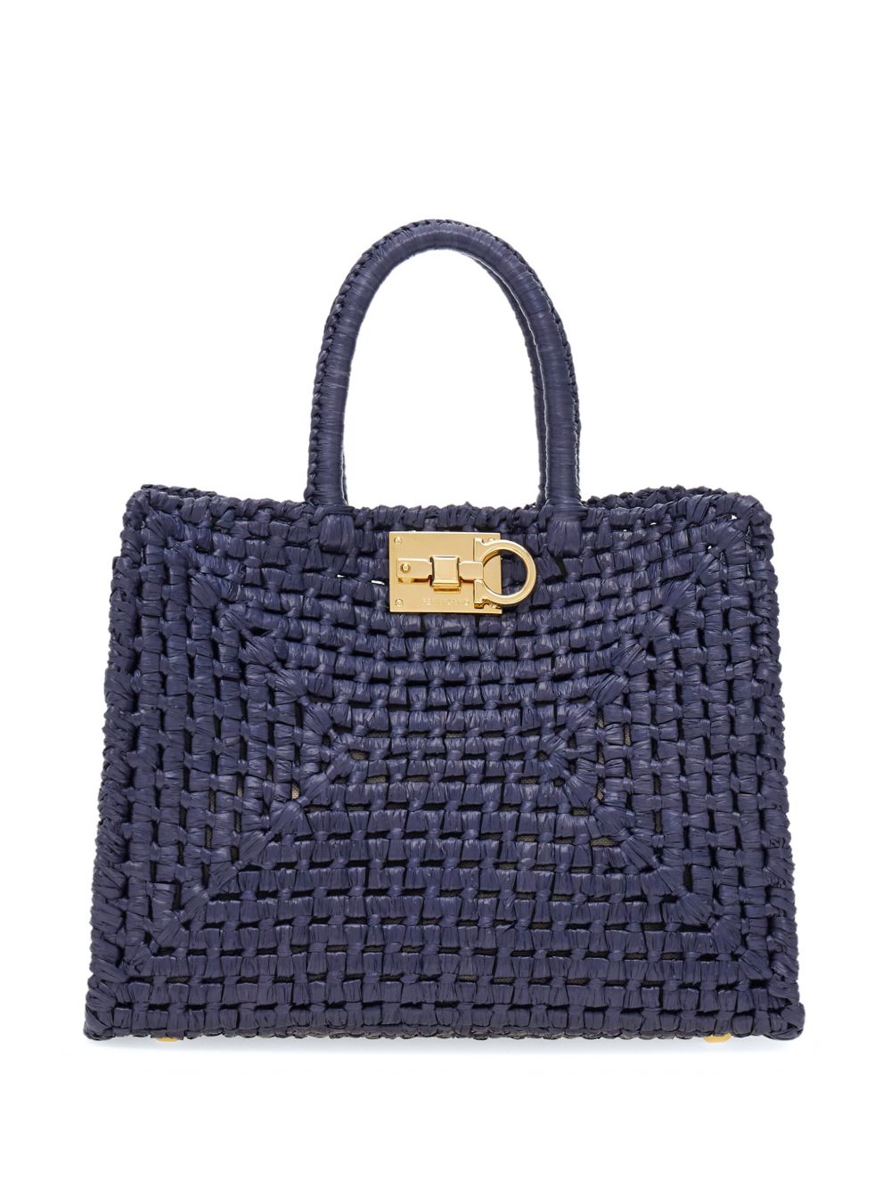 Ferragamo Studio 拉菲草托特包 - 蓝色