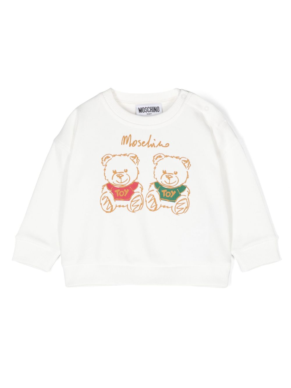 Moschino Kids 泰迪熊浮雕棉卫衣 - 白色