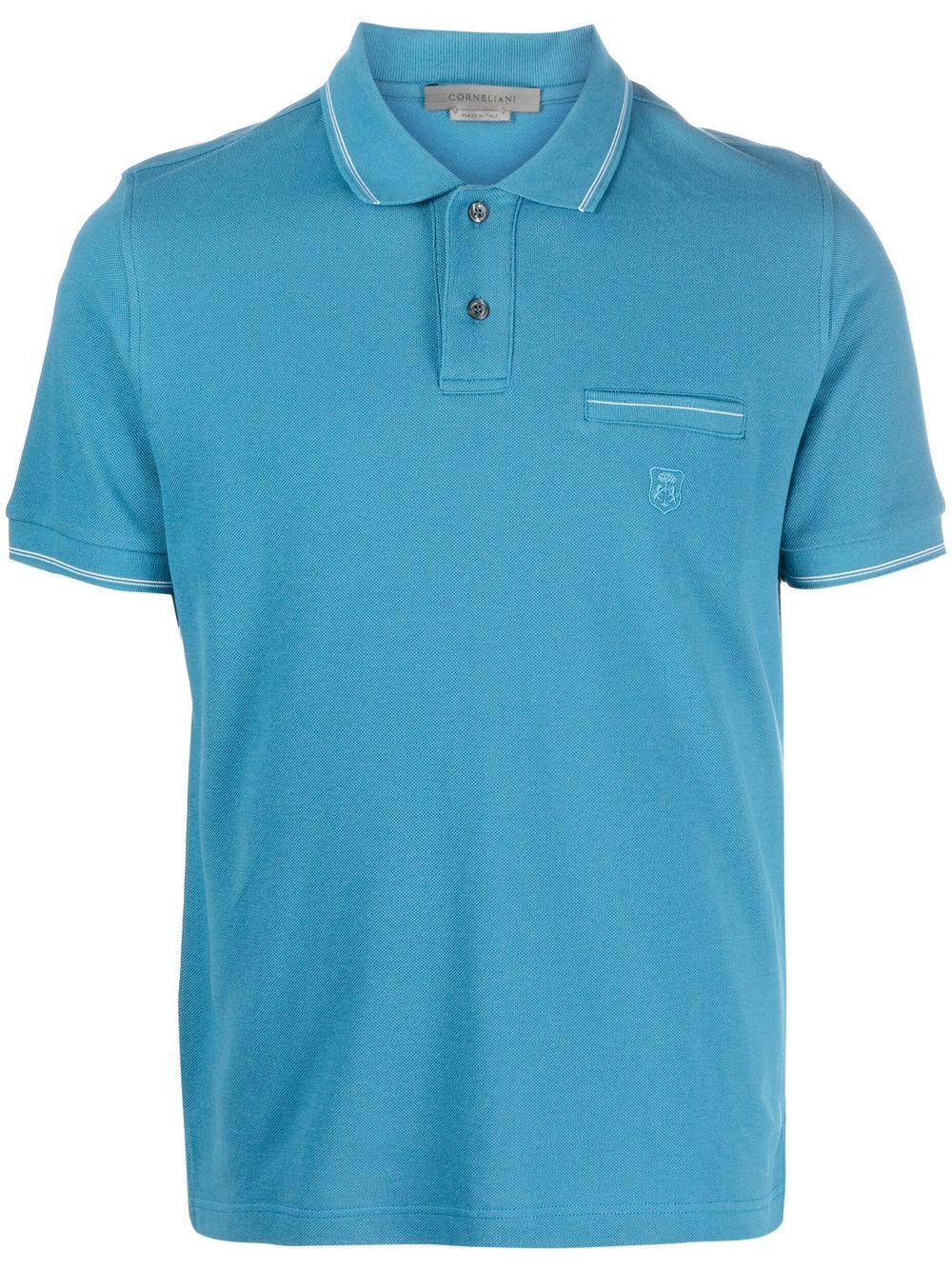 Corneliani 短袖棉polo衫 - 蓝色