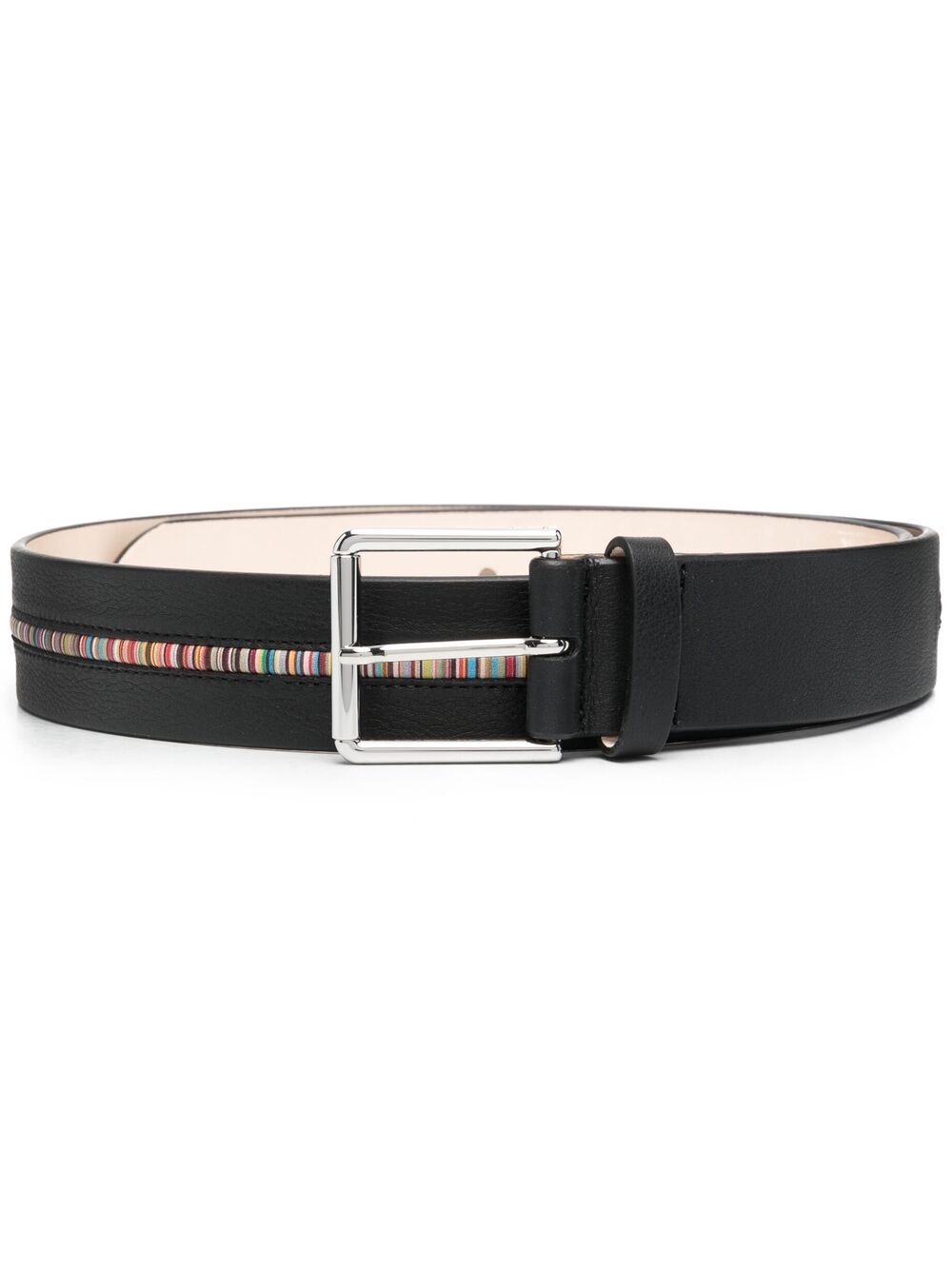 Paul Smith Artist 条纹皮质腰带 - 黑色