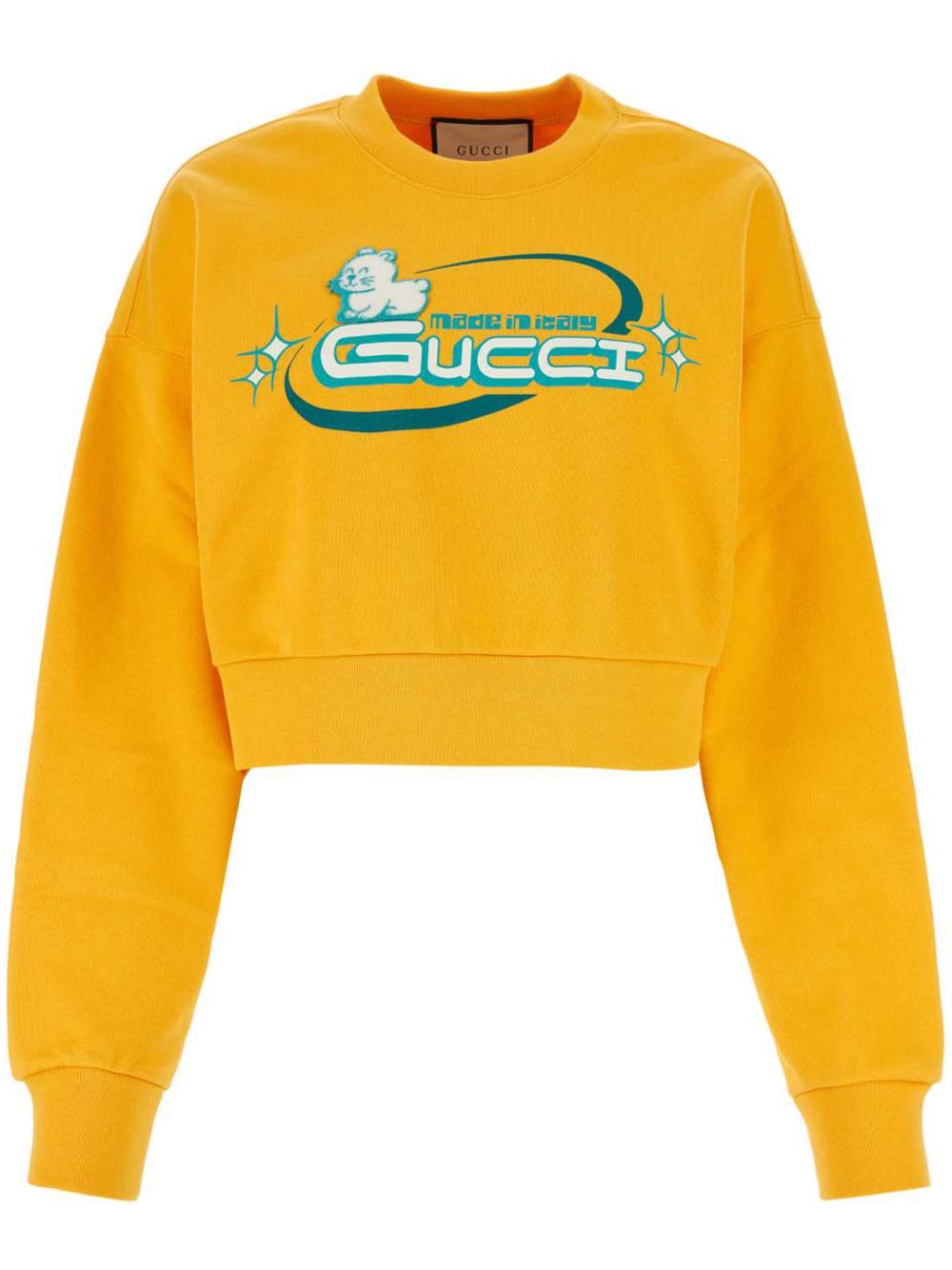 Gucci logo印花棉卫衣 - 黄色