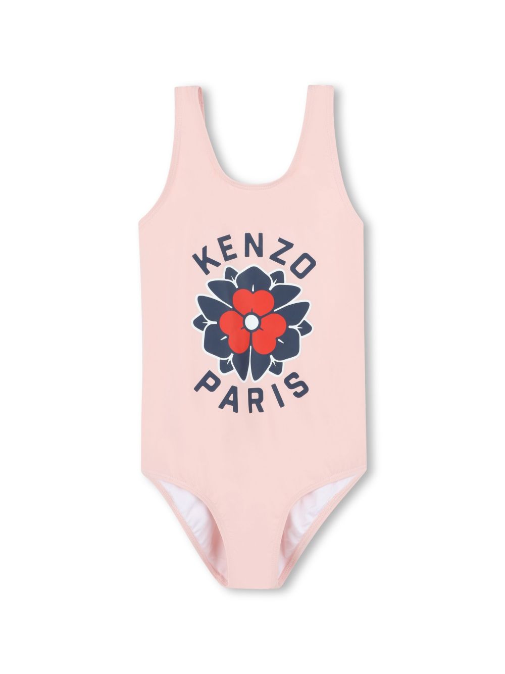 Kenzo Kids logo印花连体泳衣 - 粉色