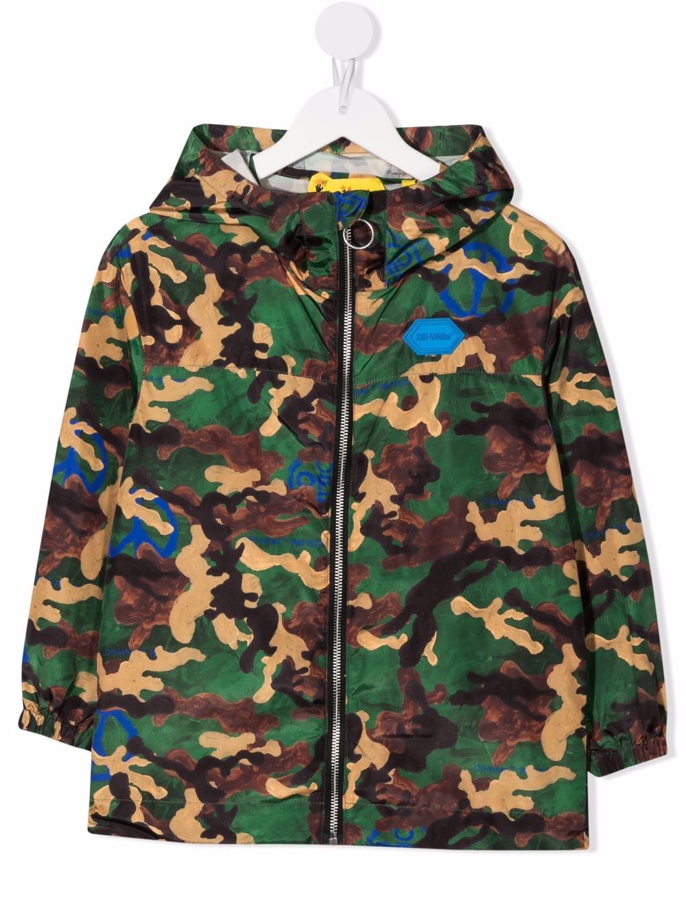 Off-White Kids 迷彩印花防风夹克 - 绿色