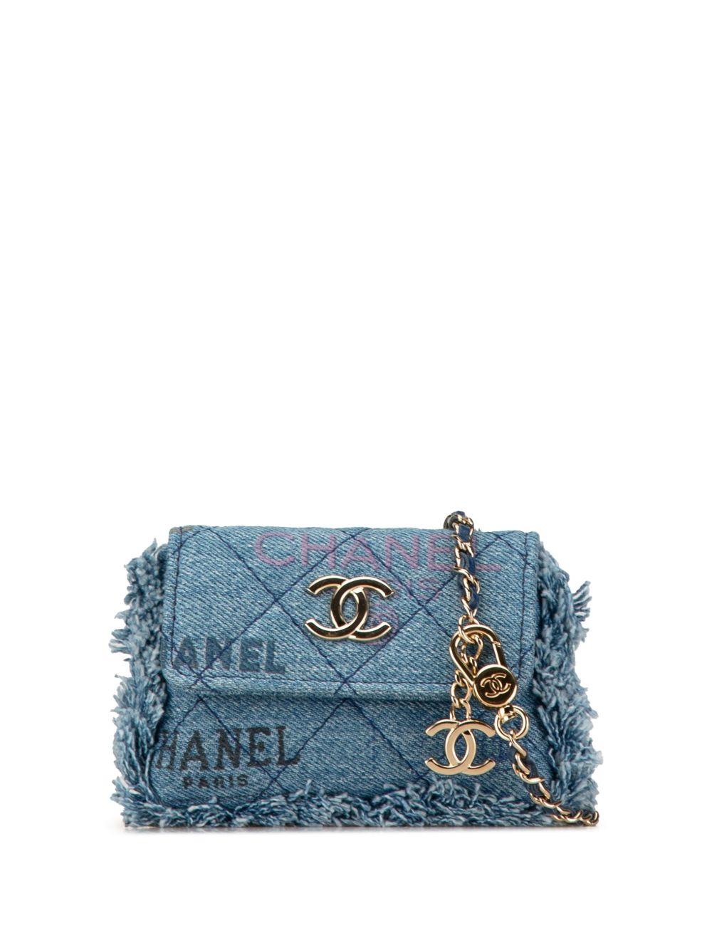 CHANEL Pre-Owned Mini Denim Mood 斜挎搭链手拿包（2021年典藏款） - 蓝色