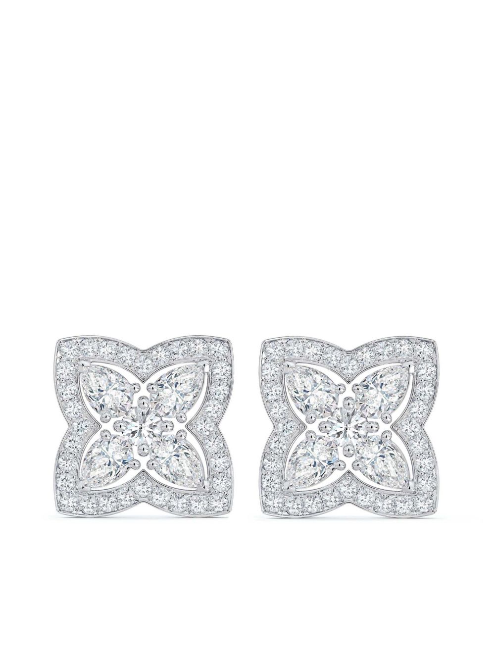 De Beers Jewellers 18K白金 Enchanted Lotus 钻石耳钉 - 白色