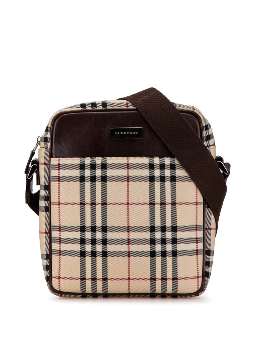Burberry Pre-Owned 经典格纹帆布斜挎包（2000-2023典藏款） - 褐色