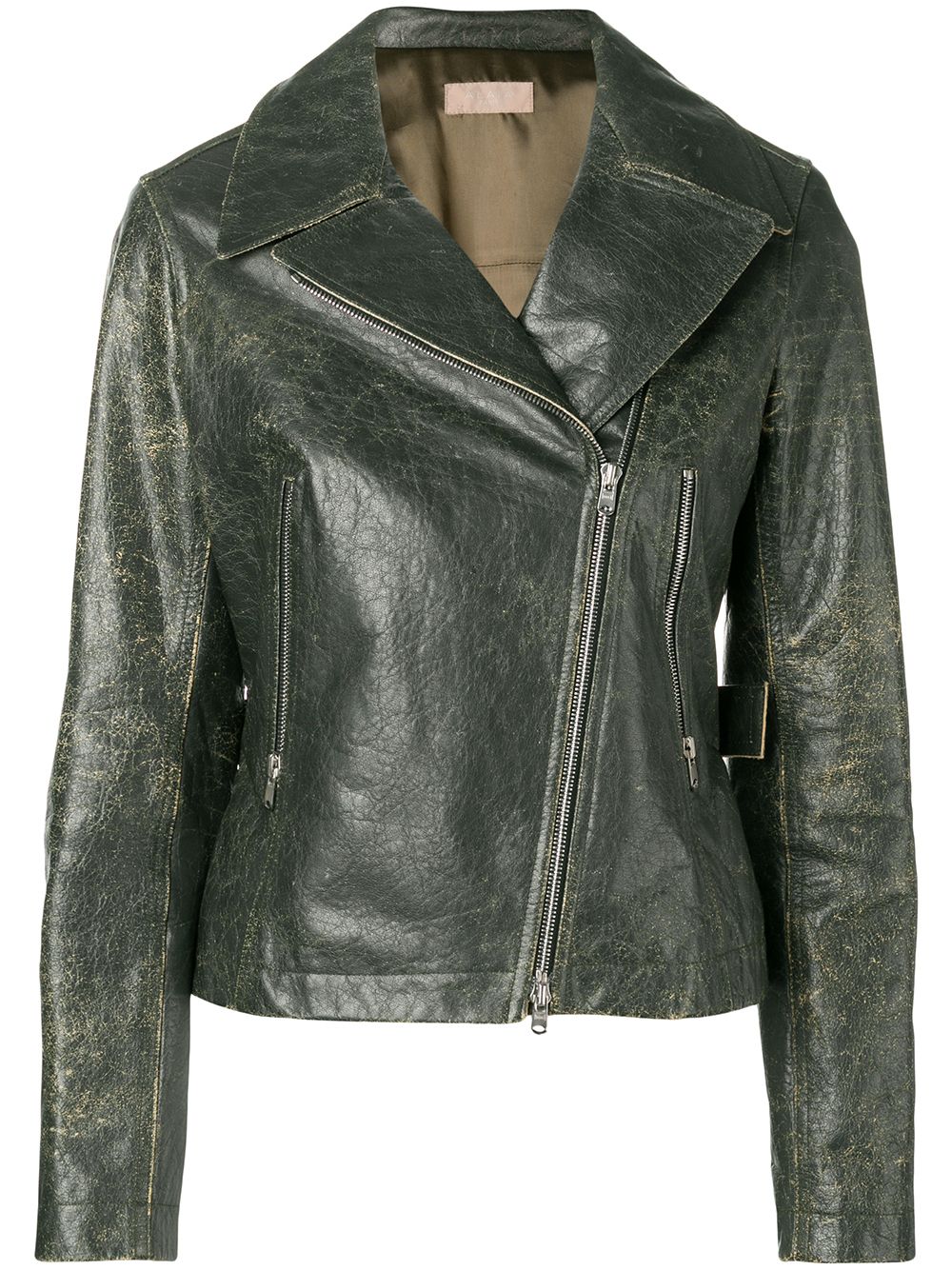 Alaïa Pre-Owned 古着仿旧机车夹克 - 绿色