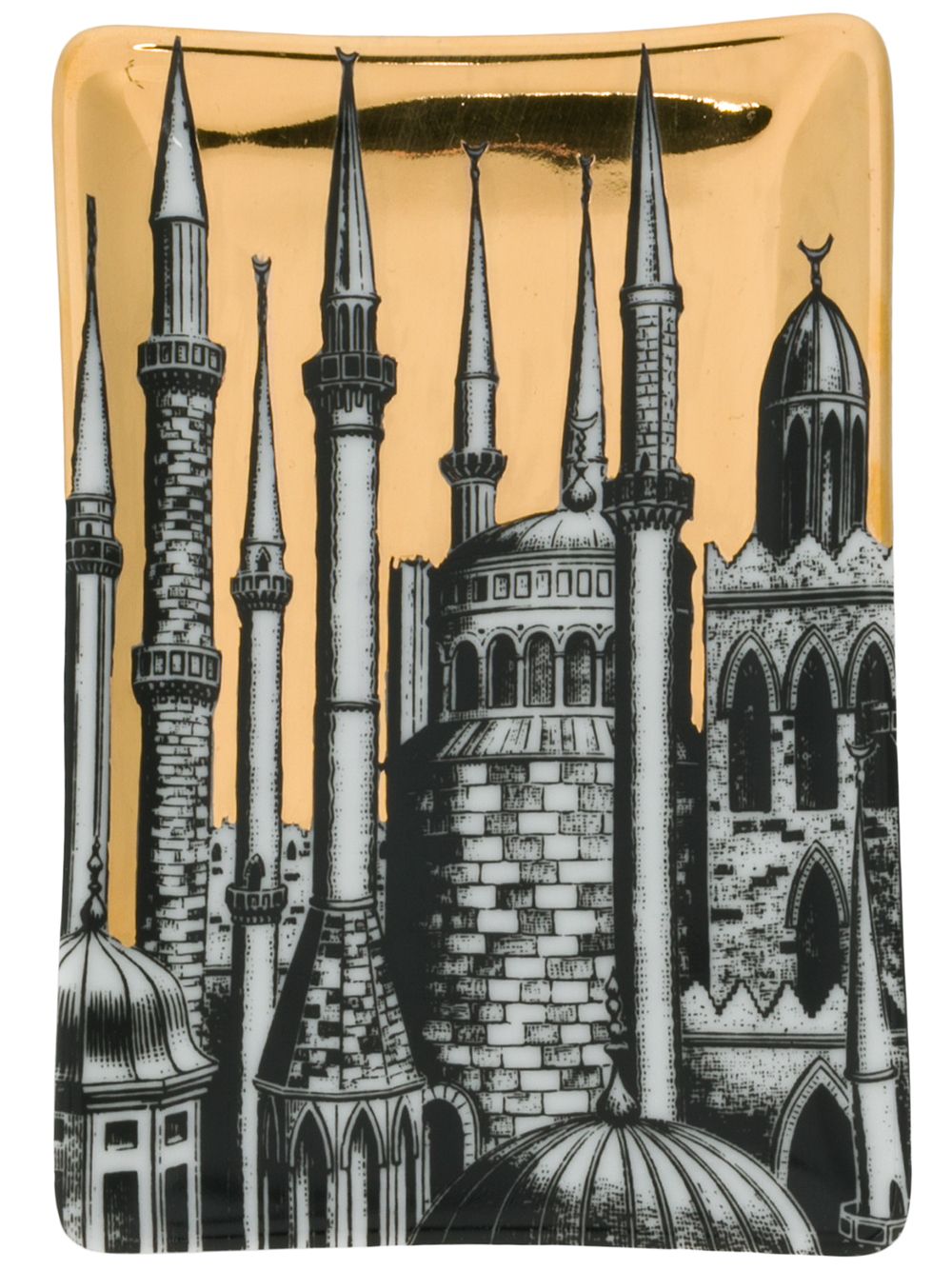 Fornasetti Minareti长方形烟灰缸 - 金色