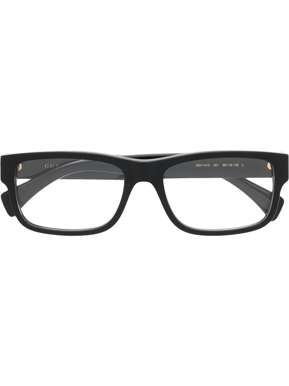 Gucci Eyewear 古驰 logo长方框眼镜 - 黑色