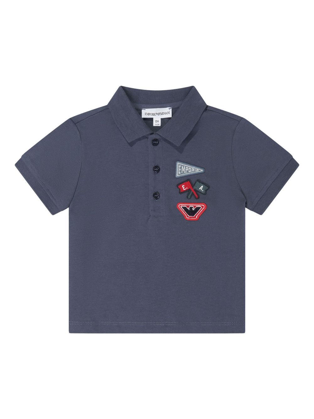 Emporio Armani Kids logo贴花polo衫 - 蓝色