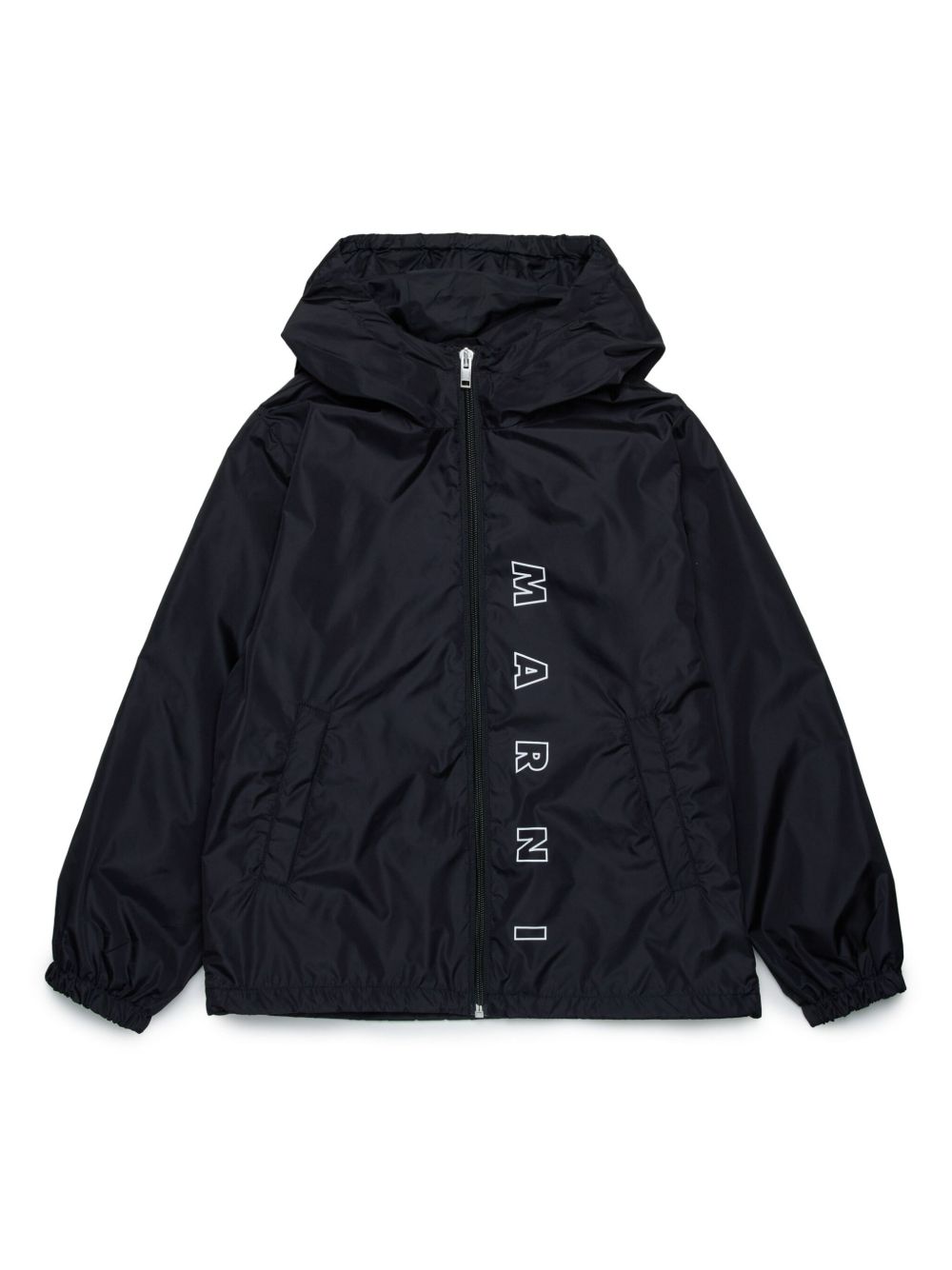 Marni Kids logo印花连帽夹克 - 黑色