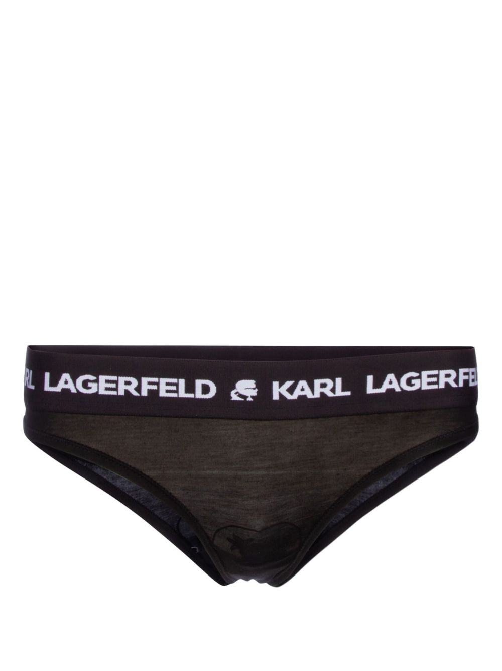 Karl Lagerfeld logo腰边丁字裤 - 黑色
