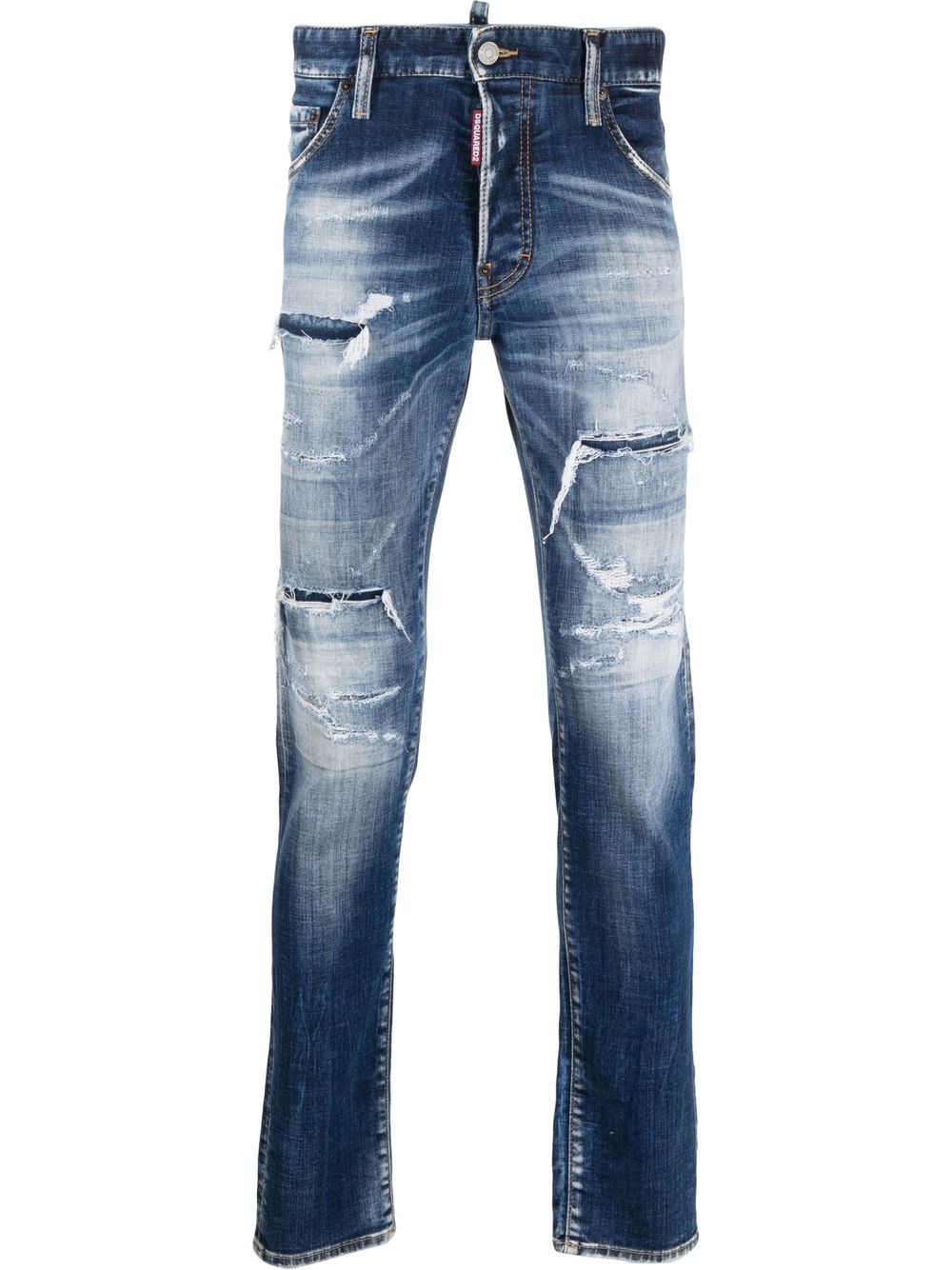 DSQUARED2 仿旧效果标贴牛仔裤 - 蓝色
