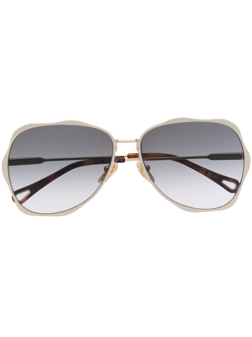 Chloé Eyewear logo雕刻飞行员太阳眼镜 - 金色
