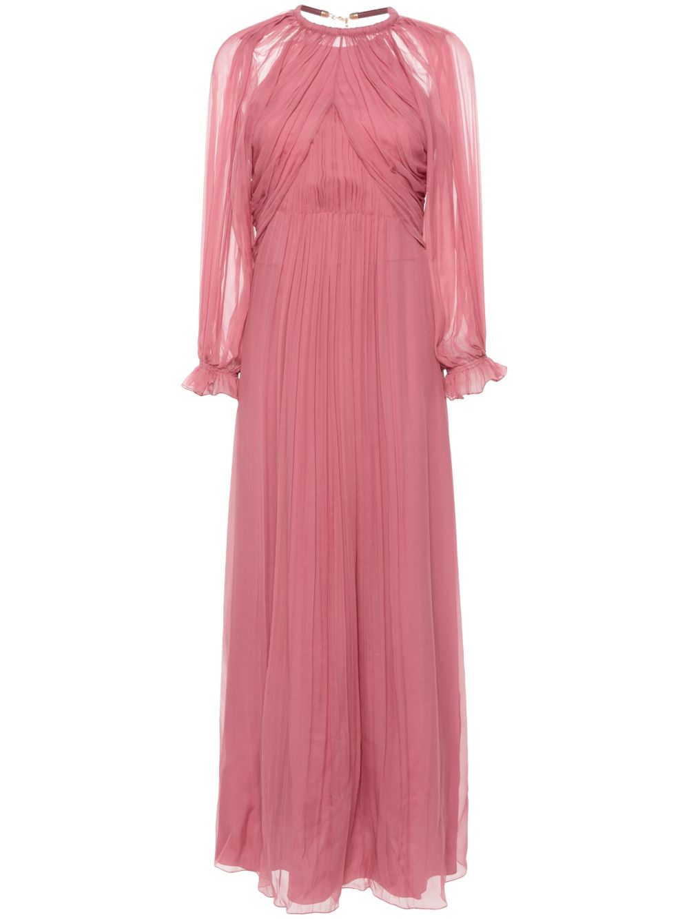 Alberta Ferretti 褶饰真丝超长连衣裙 - 粉色