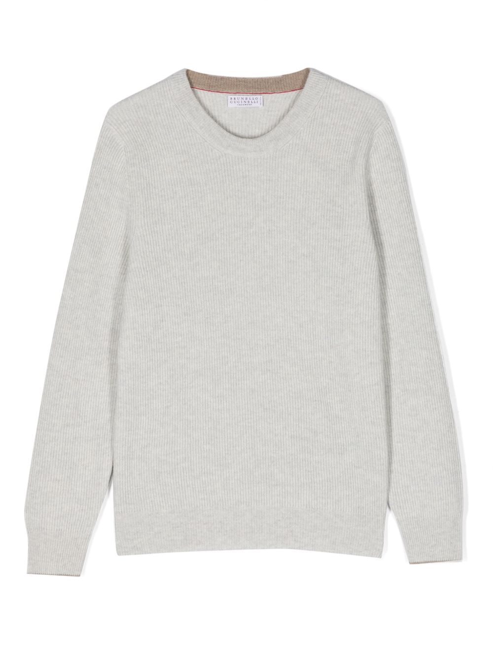 Brunello Cucinelli Kids 罗纹针织羊绒毛衣 - 灰色
