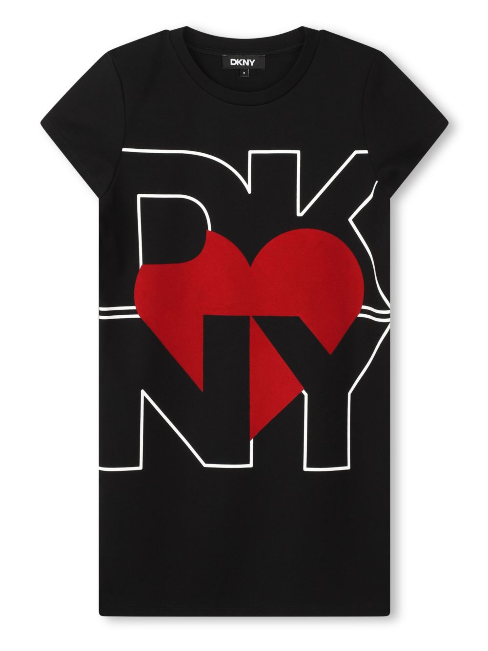 Dkny Kids logo印花T恤式连衣裙 - 黑色