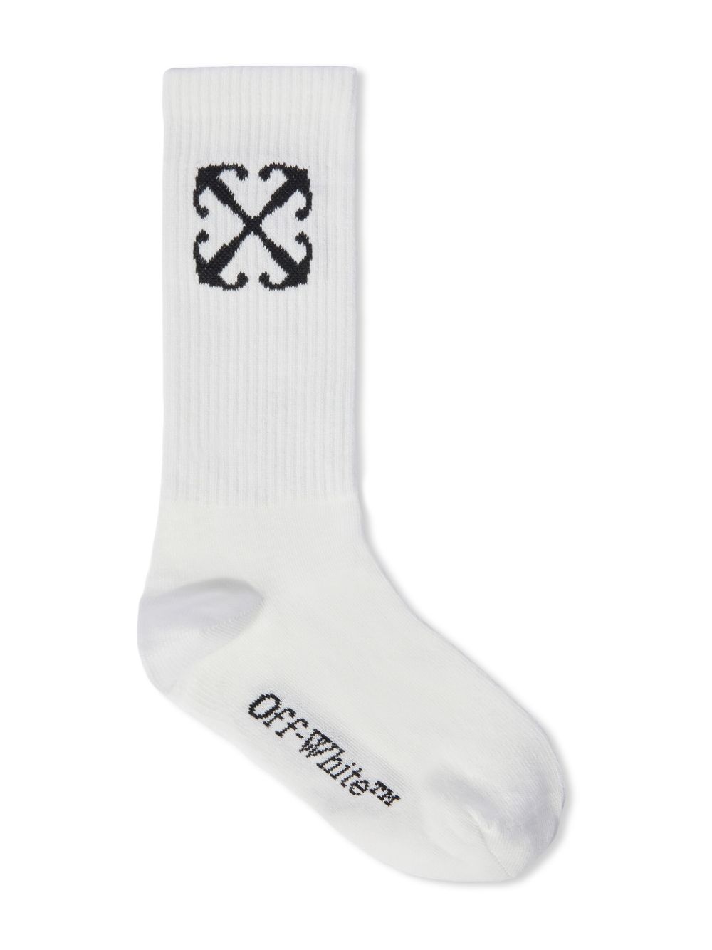 Off-White Kids 箭头logo提花针织袜 - 白色