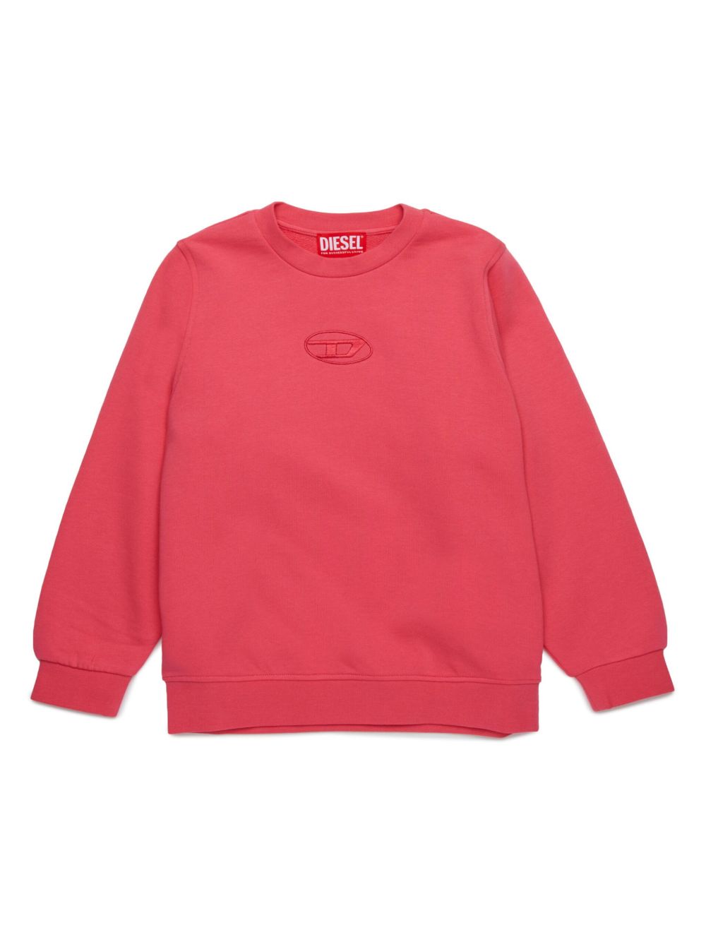 Diesel Kids logo刺绣棉卫衣 - 红色