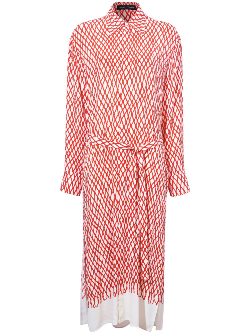 Proenza Schouler Bailey 抽象印花中长连衣裙 - 红色
