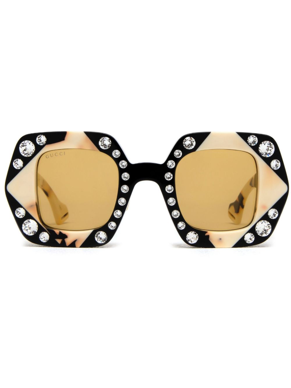 Gucci Eyewear 晶饰方框太阳眼镜 - 黑色