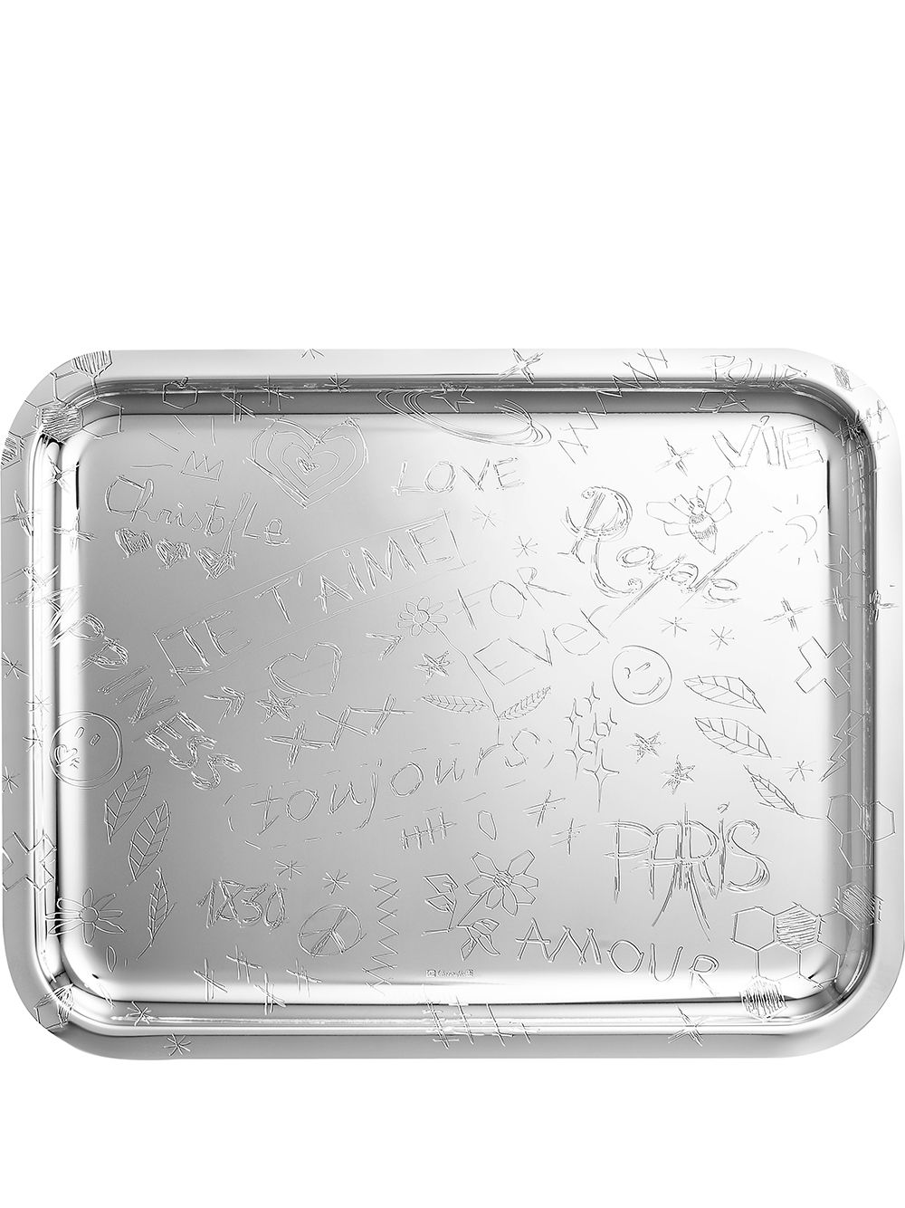 Christofle Graffiti 镀银长方形托盘（36厘米 x 28厘米） - 银色