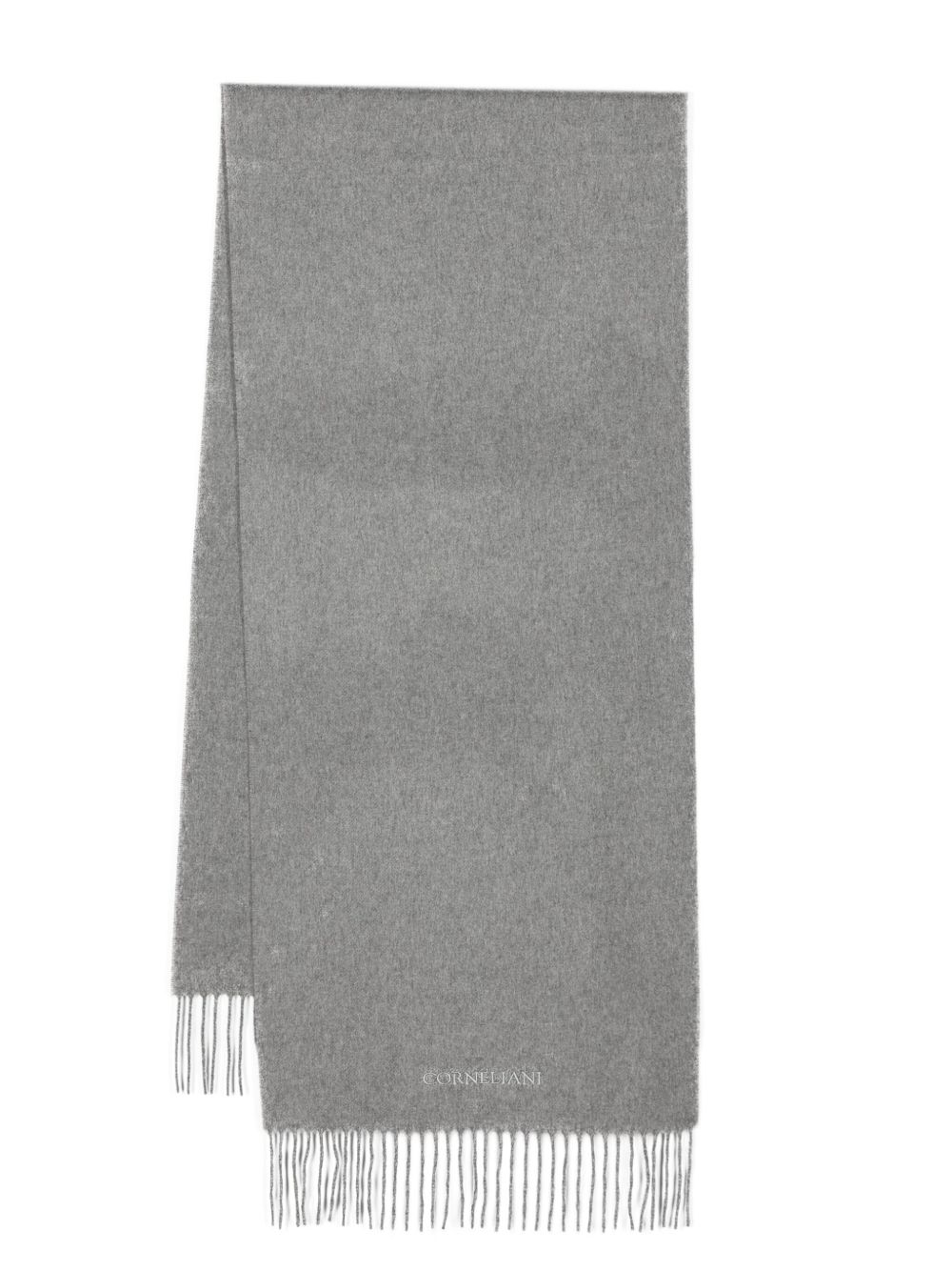 Corneliani logo刺绣羊绒围巾 - 灰色