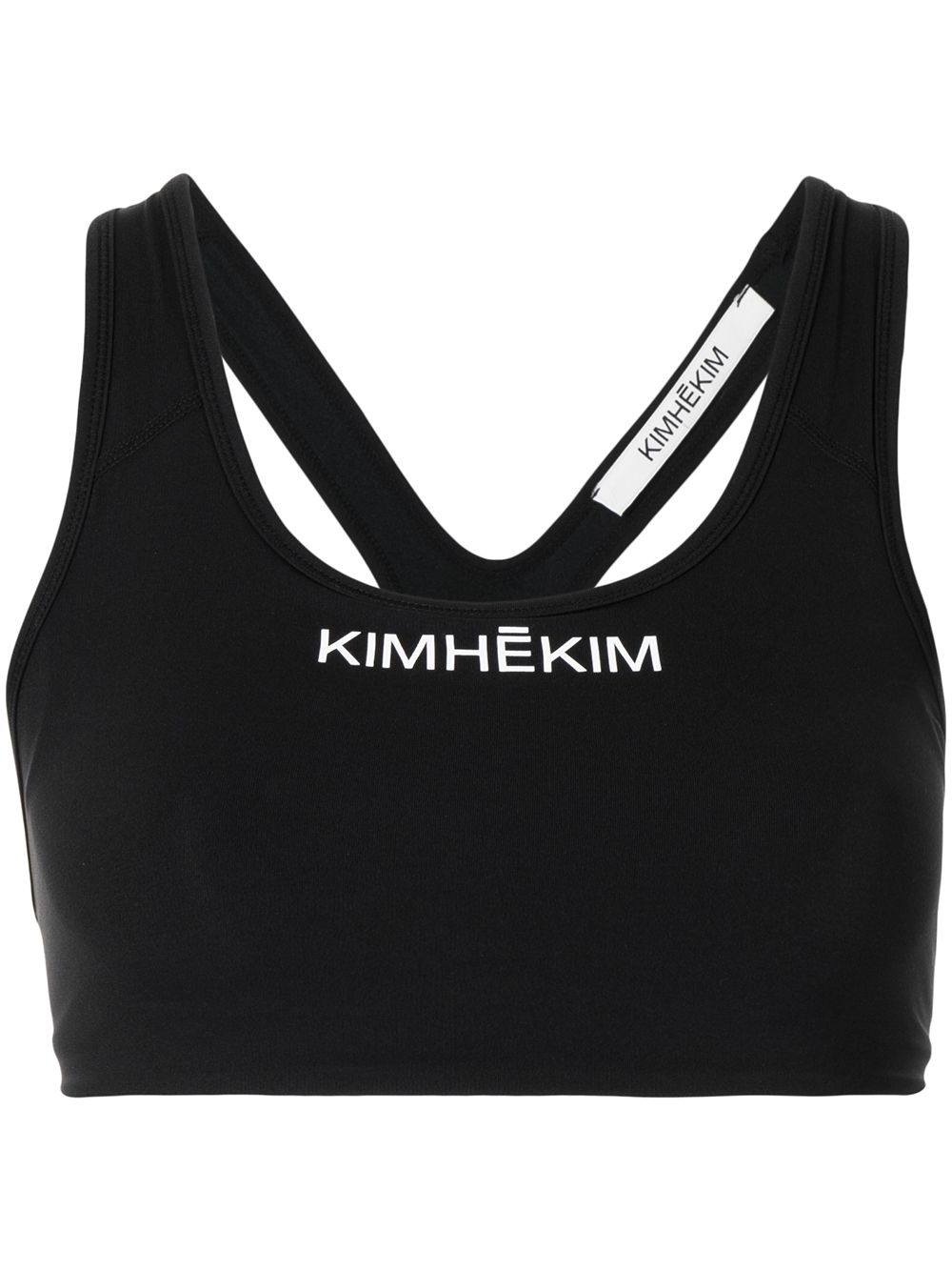Kimhekim logo印花挖背运动文胸 - 黑色