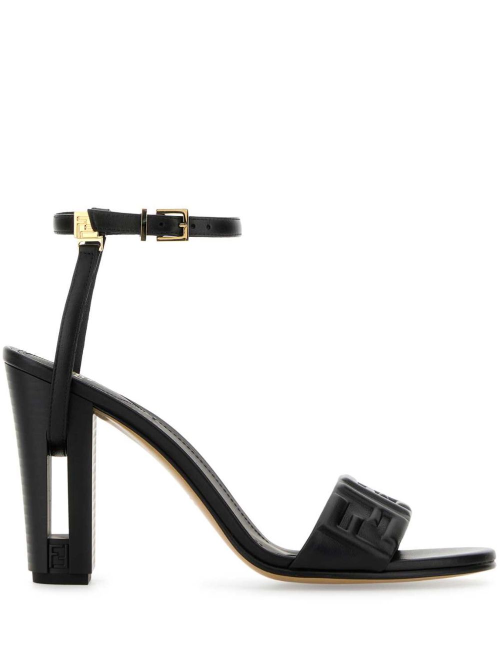 FENDI Delfina 皮质高跟凉鞋（9.5厘米） - 黑色