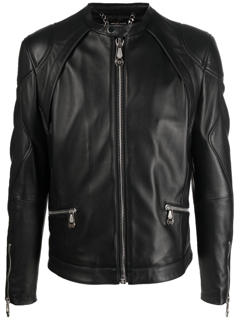 Philipp Plein 拉链机车夹克 - 黑色