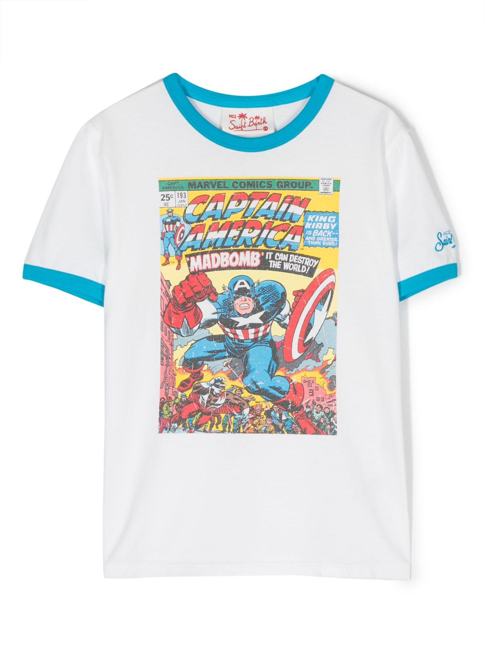 MC2 Saint Barth Kids Captain America 图案印花T恤 - 白色