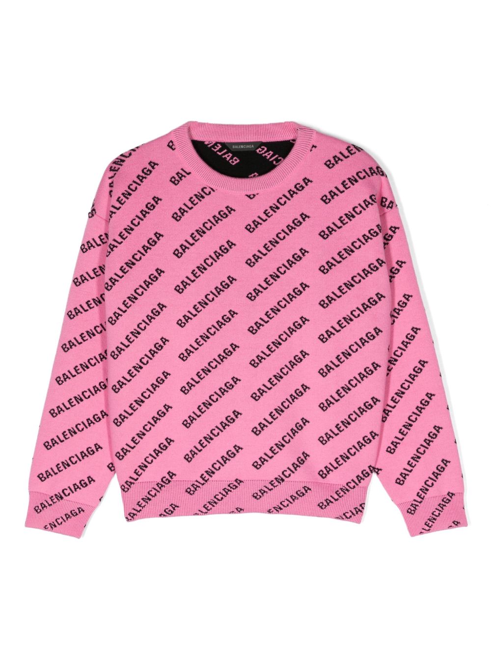 Balenciaga Kids 嵌花针织毛衣 - 粉色