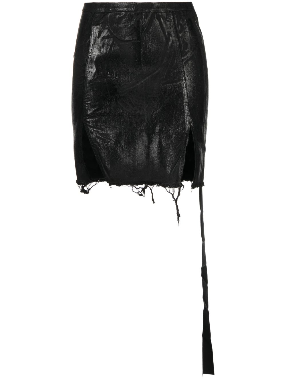 Rick Owens DRKSHDW 仿旧撕裂效果半身裙 - 黑色