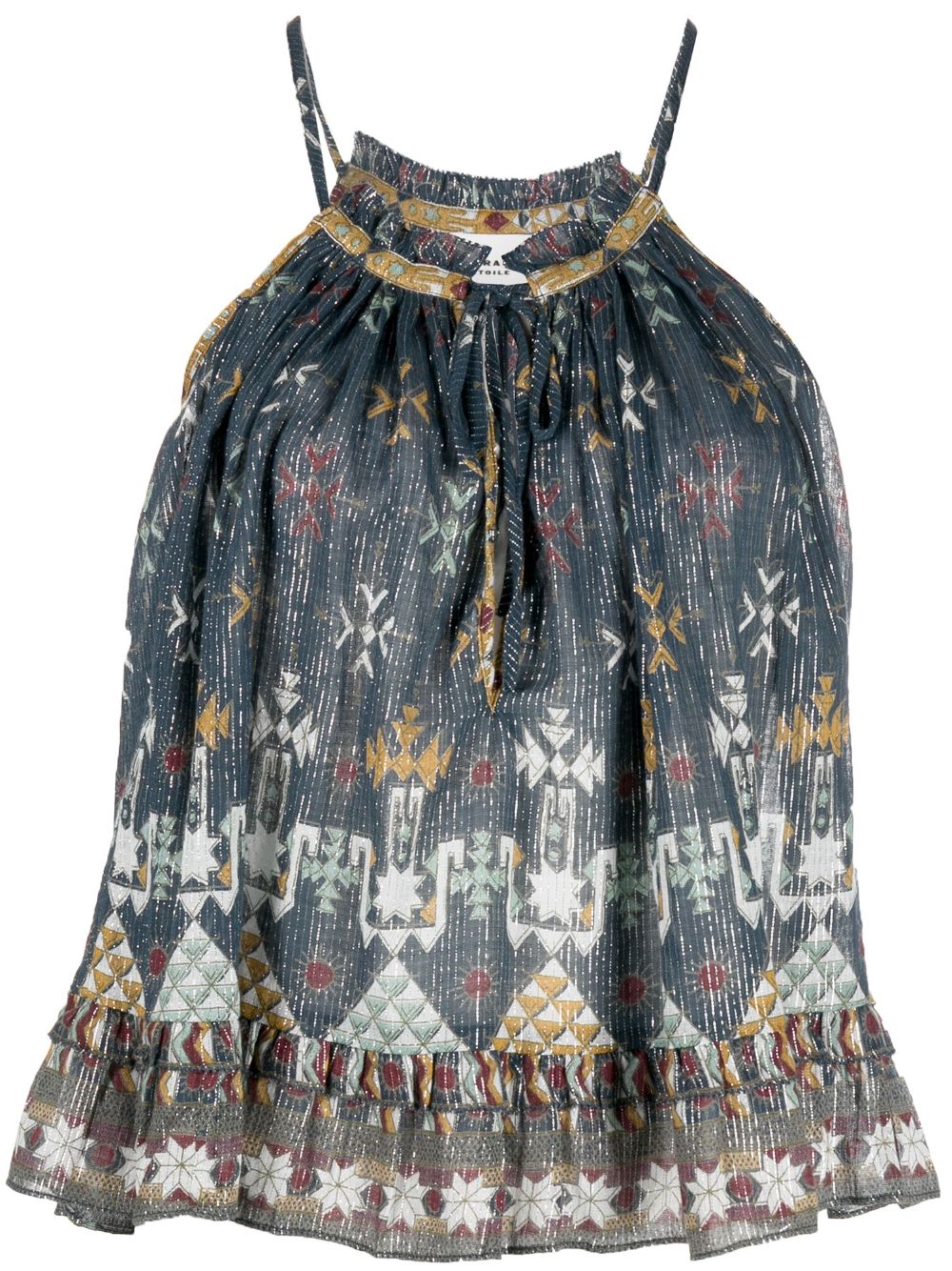 MARANT ÉTOILE 几何图案印花挂脖伞形上衣 - 蓝色