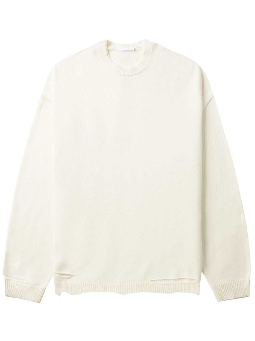Helmut Lang 仿旧效果罗纹毛衣 - 白色