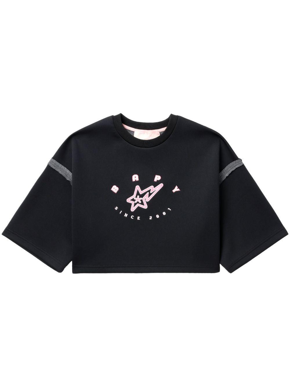 BAPY BY *A BATHING APE® logo刺绣短款T恤 - 黑色