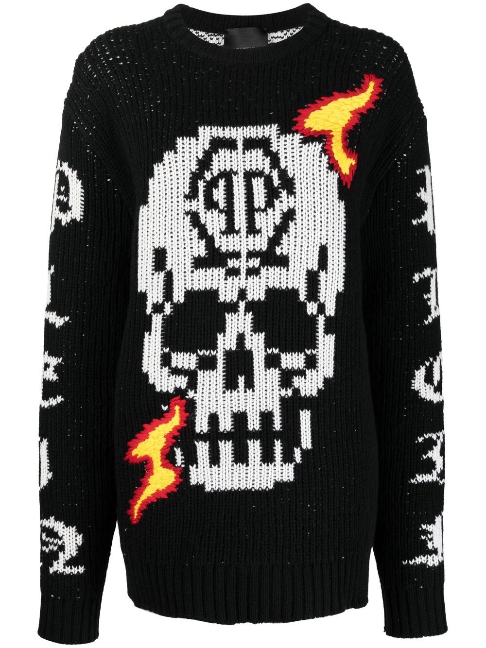 Philipp Plein Skull 嵌花针织毛衣 - 黑色