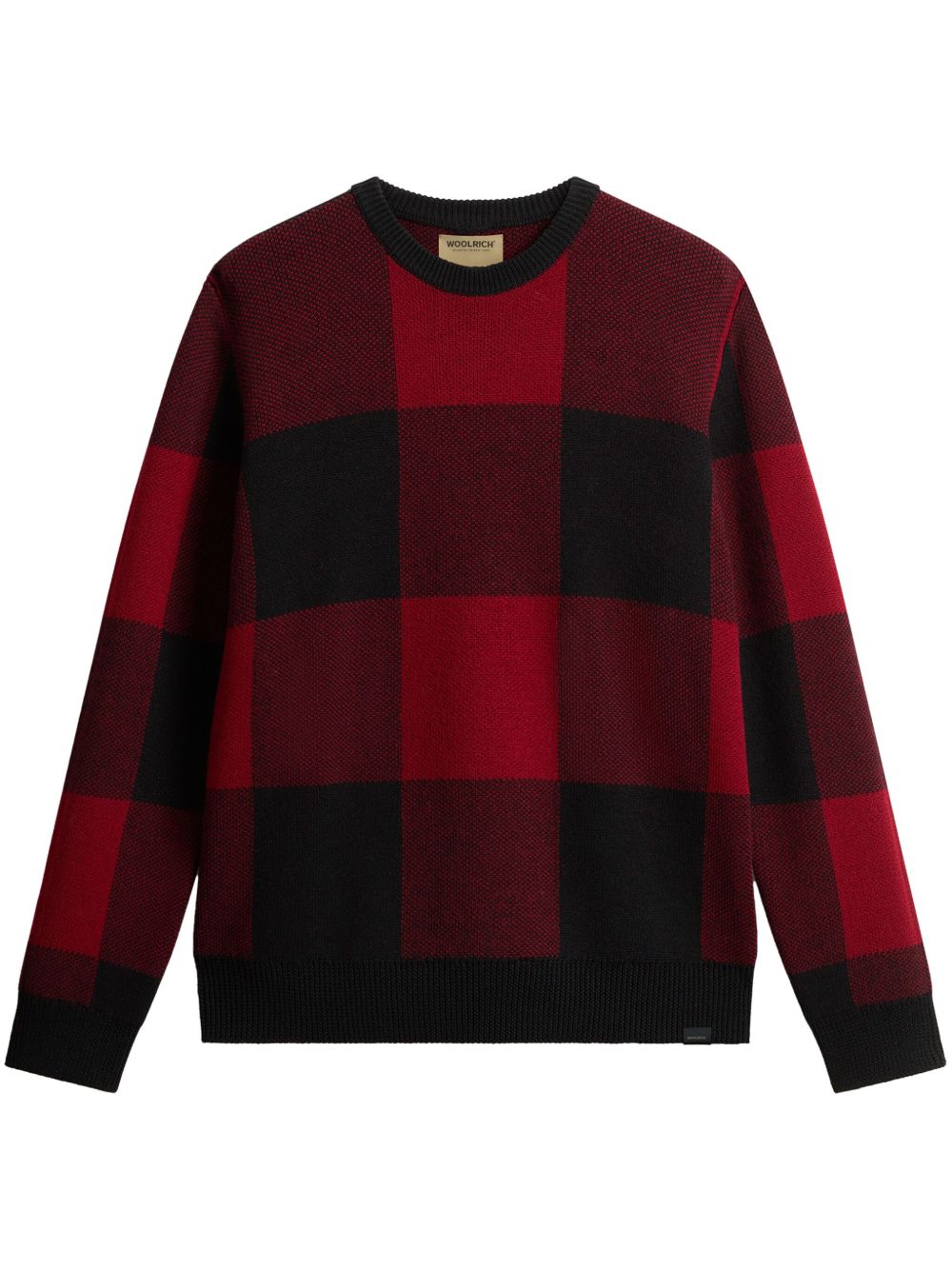 Woolrich 格纹图案初剪羊毛毛衣 - 红色