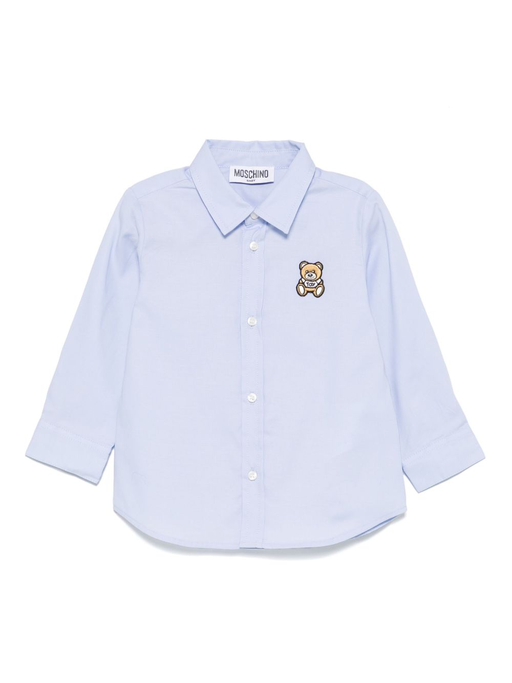 Moschino Kids Teddy Bear 棉图案衬衫 - 蓝色
