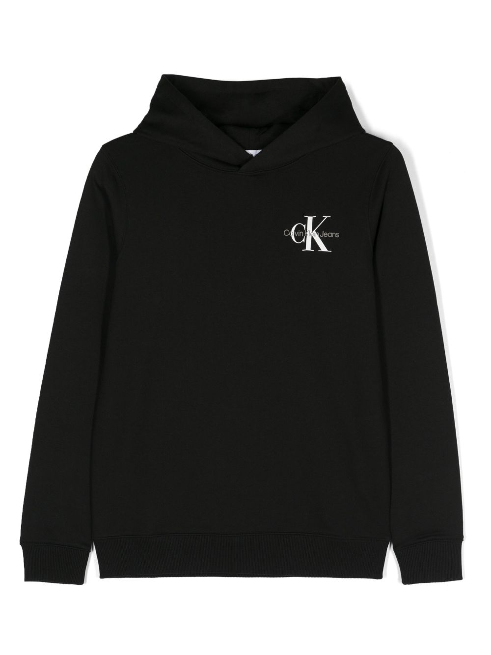 Calvin Klein Kids logo印花棉连帽衫 - 黑色