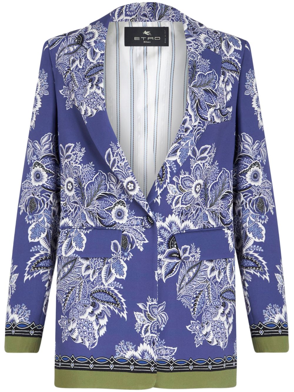ETRO 花卉印花单排扣西装夹克 - 紫色