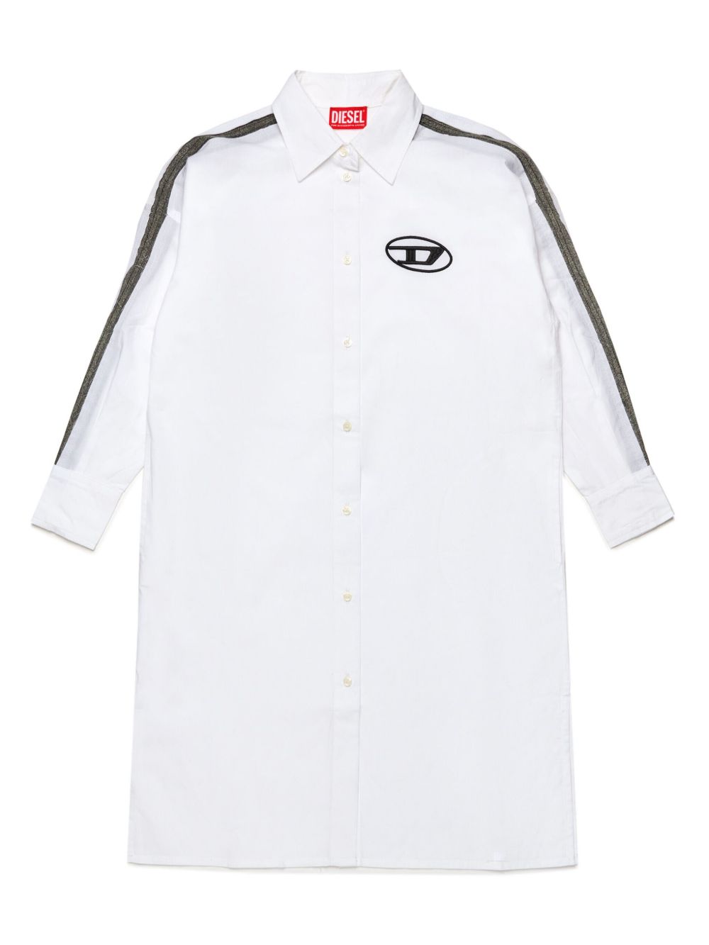 Diesel Kids Oval D 刺绣衬衫裙 - 白色