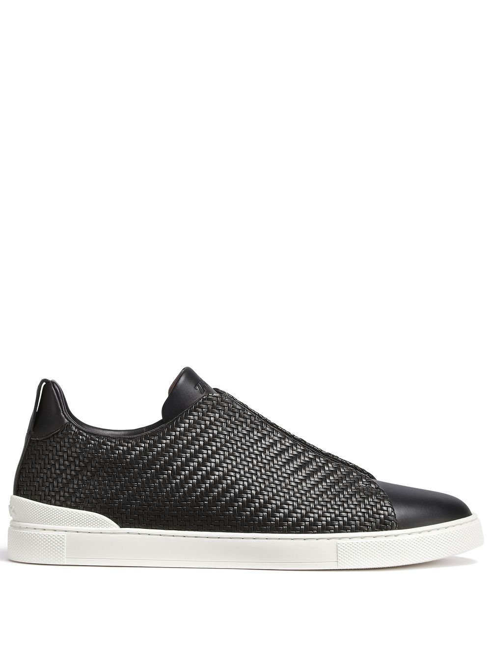Zegna PelleTessuta 皮质套穿式运动鞋 - 黑色