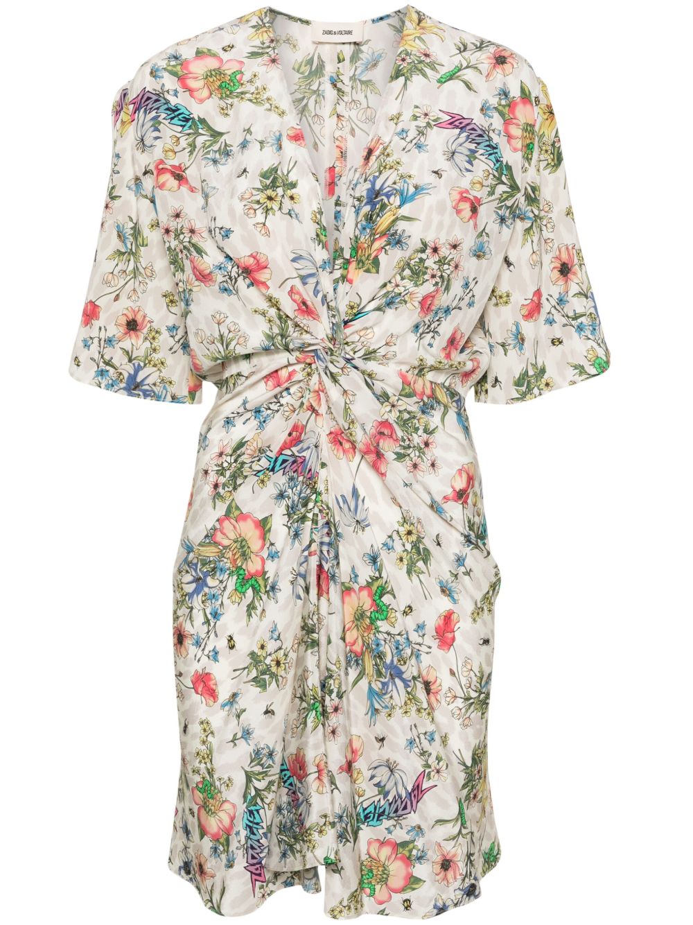 Zadig&Voltaire Rozom Twisted Garden 印花迷你连衣裙 - 中性色