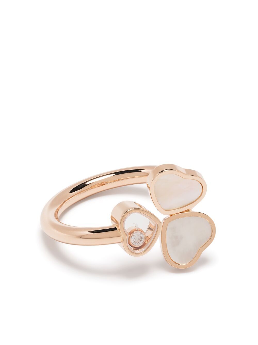 Chopard Happy Hearts Wings 18K玫瑰金钻石珍珠母贝戒指 - 粉色