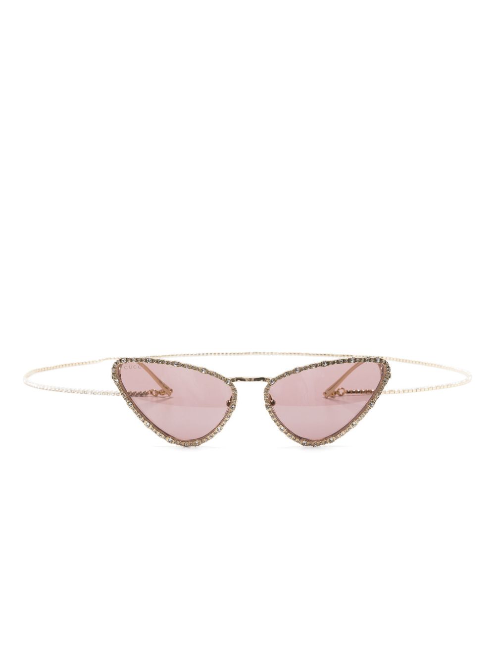 Gucci Eyewear 晶饰猫眼框太阳眼镜 - 金色