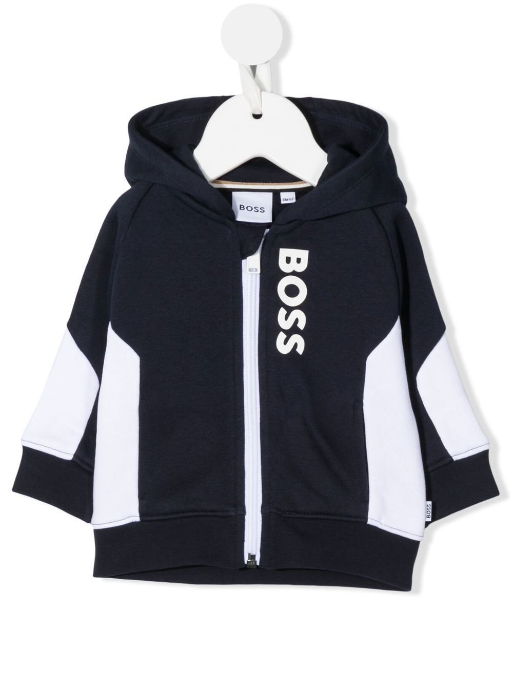 BOSS Kidswear logo印花长袖连帽衫 - 蓝色