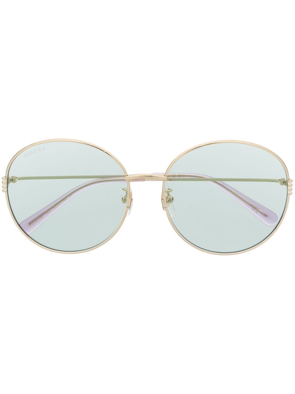 Gucci Eyewear 抛光圆框太阳眼镜 - 金色