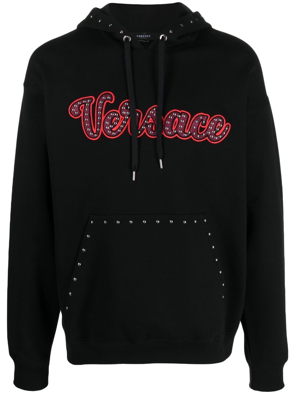 Versace 铆钉logo连帽衫 - 黑色