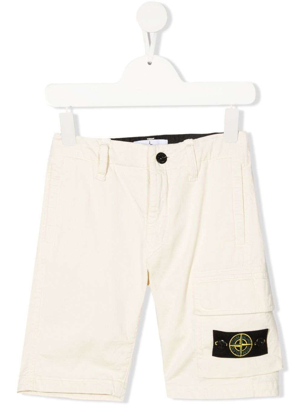Stone Island Junior 侧标贴细节短裤 - 黄色